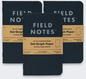ASTRA art-pap Field Notes Pitch Black Memo Notebook, Small, Dotted