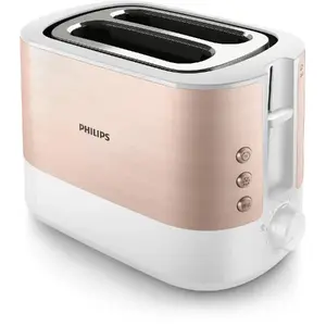 Тостер Philips Viva Collection HD2638/11 на 2 ломтика, 950 Вт, розовое золото и белый