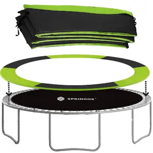 Springos TP-8FT Trampoline Safety Pad 244 cm Black with Green Trim