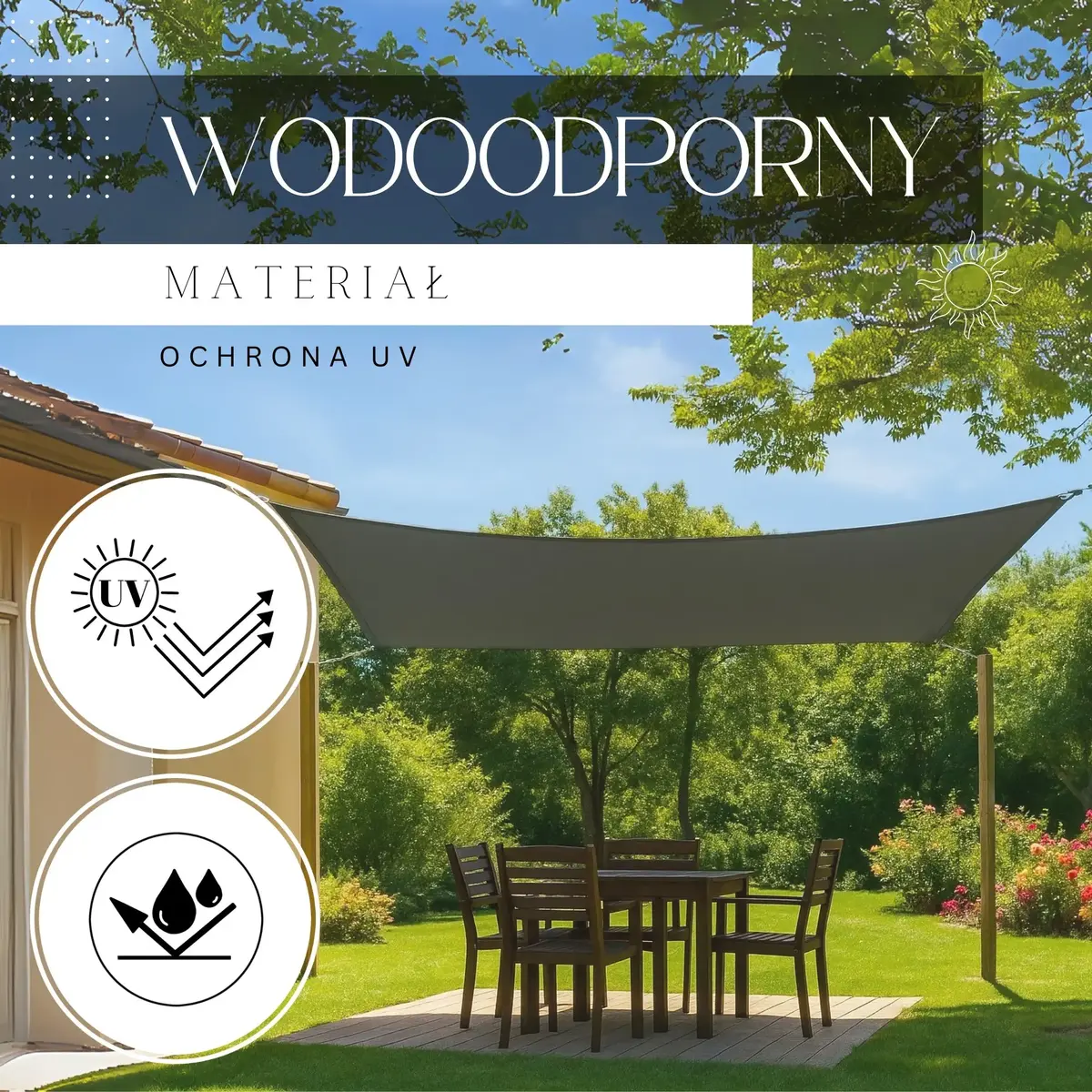 Springos SN0054 Square Sun Shade Sail 4 x 4 m Photo 10