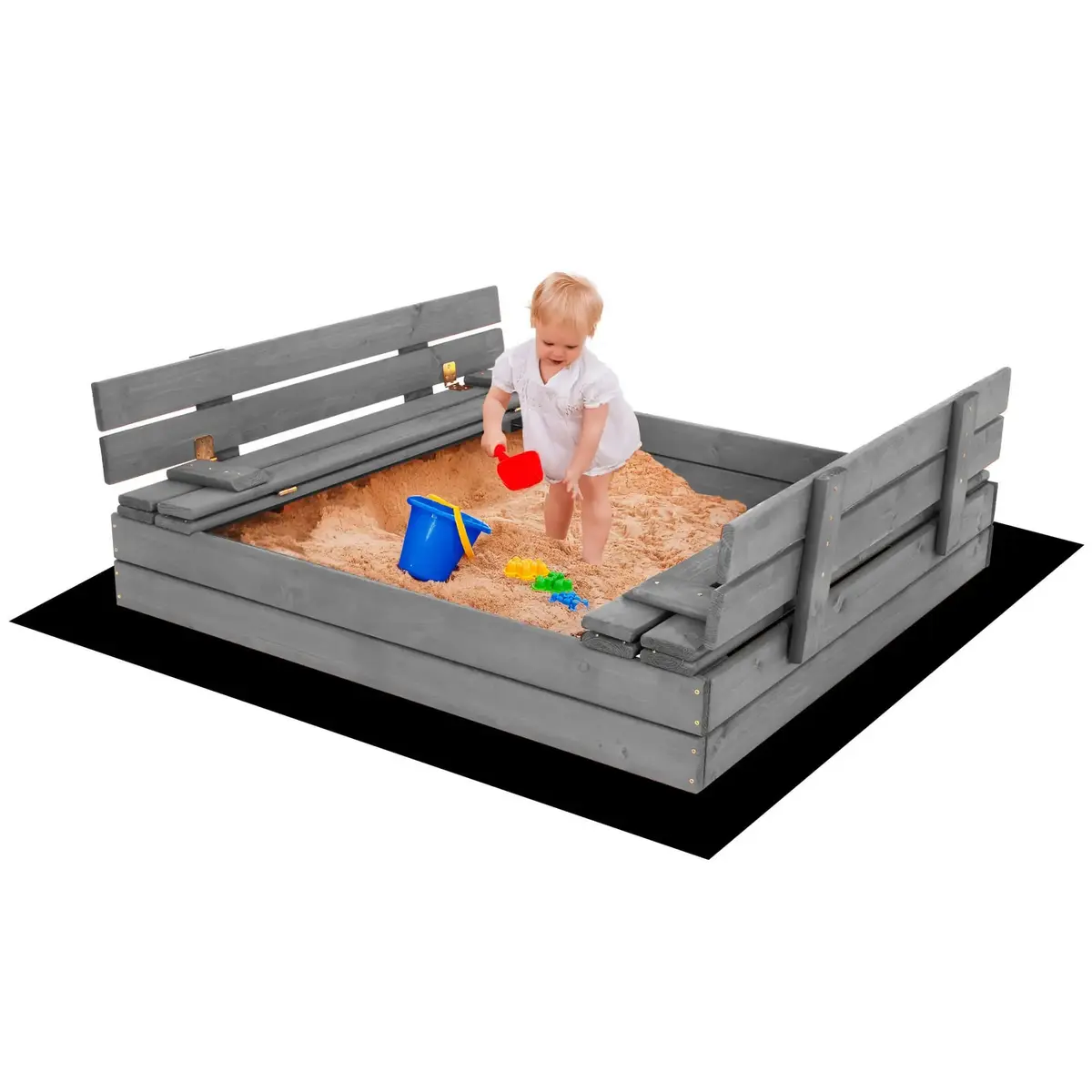 Springos SBP120SET01X Wooden Sandpit with Benches Photo 3