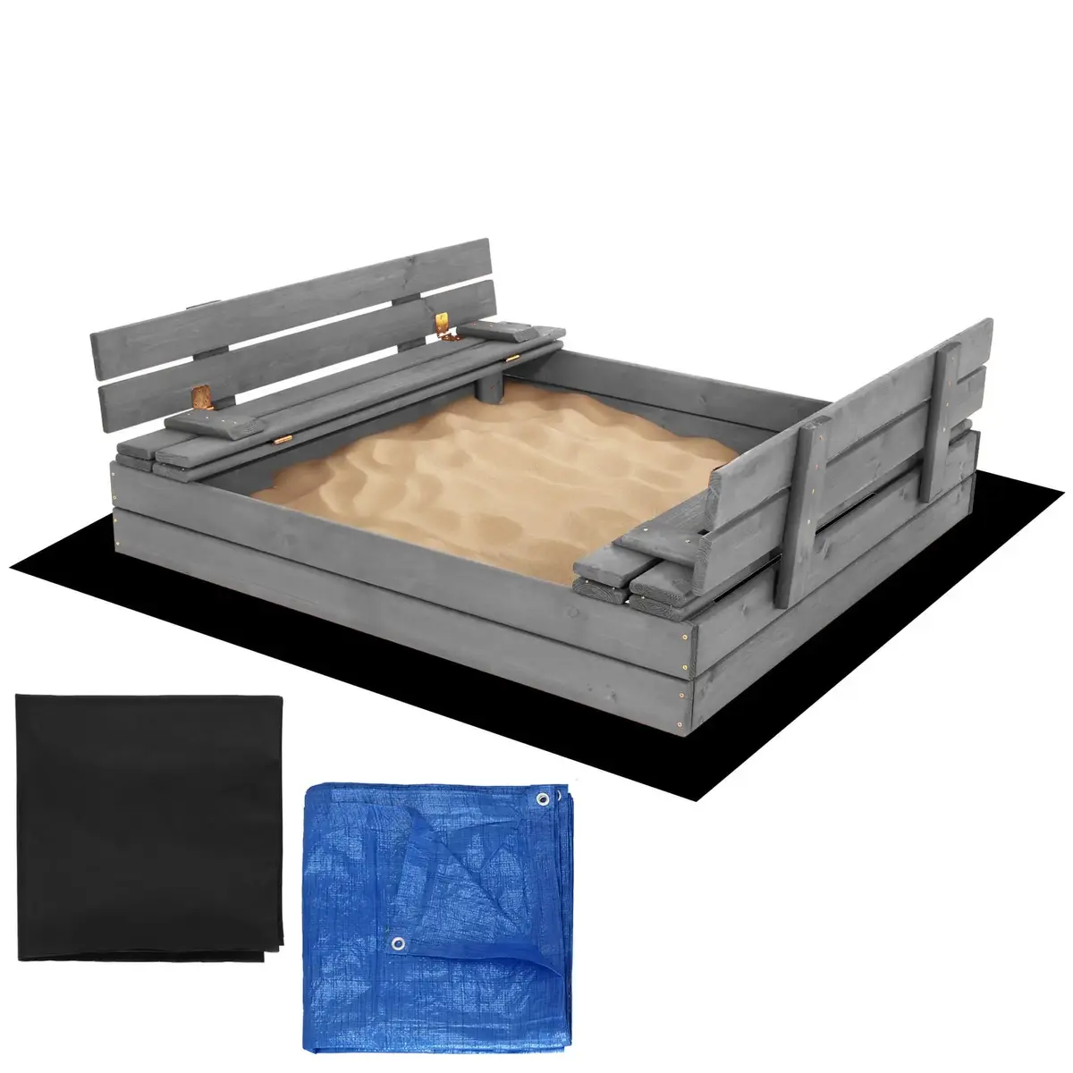 Springos SBP120SET01X Wooden Sandpit with Benches Photo 8