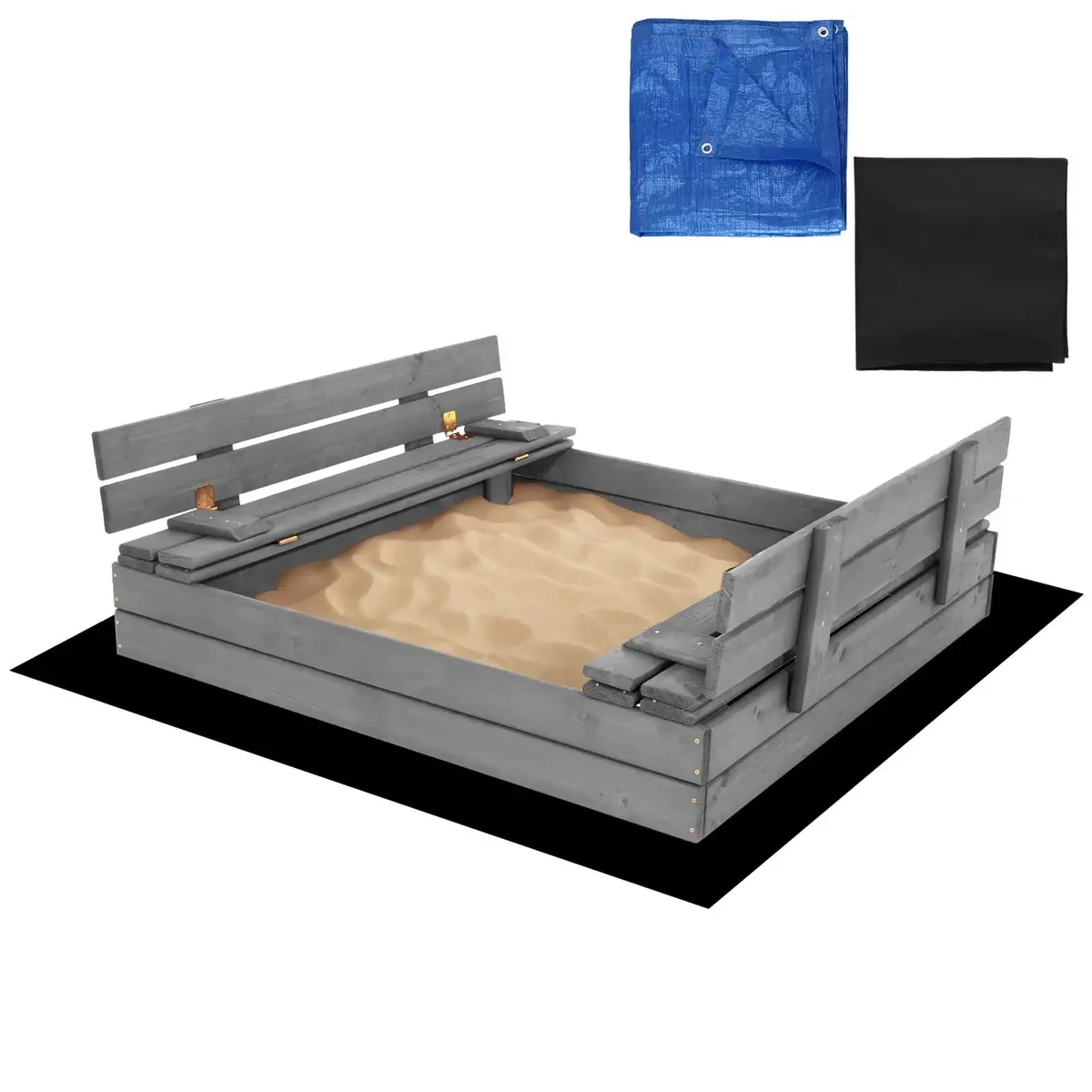 Springos SBP120SET01X Wooden Sandpit with Benches Photo 9