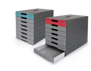 Настольная система хранения Durable IDEALBOX PRO 7 для документов формата A4, серо-красная