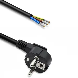 Qoltec Power Cable SCHUKO CEE Angled Plug with Stripped Ends