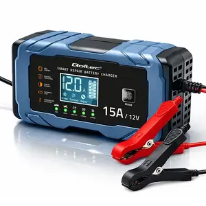 Qoltec 12V 15A Battery Charger for AGM, GEL, and LiFePO4 Batteries