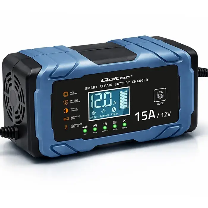 Qoltec 12V 15A Battery Charger for AGM, GEL, LiFePO4 Photo 5