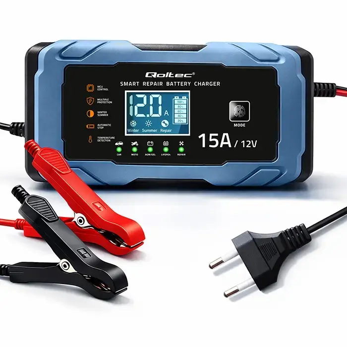 Qoltec 12V 15A Battery Charger for AGM, GEL, LiFePO4 Photo 7