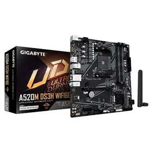 Материнская плата GIGABYTE A520M DS3H WIFI6E, Socket AM4, чипсет AMD A520, Micro ATX, поддержка DDR4