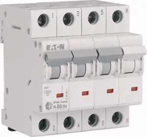 Eaton xPole Home HN-B6/3N Miniature Circuit Breaker 3P+N, 6A, 6kA, B-Curve