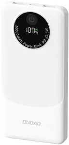 Dudao K12 Power Bank 10000mAh, USB-A and USB-C, 22.5W Power Delivery, White