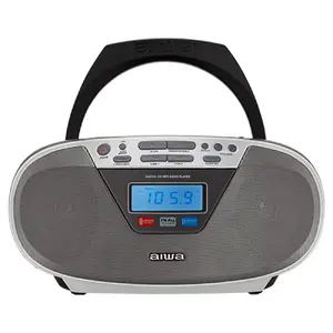 Портативная стереосистема Aiwa BBTU-400SL с CD-плеером и FM-радио, 6 Вт, серебристая