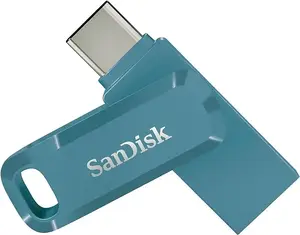 SanDisk Ultra Dual Drive Go 128GB USB Flash Drive, USB Type-A and USB Type-C, 3.2 Gen 1, Blue