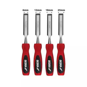Dedra 06C045 Masonry Chisel Set, 4-Piece, 6-25mm, CrV Steel