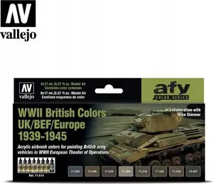 VALLEJO AFV WWII British Colors Paint Set for UK/BEF/European Theater, 8x17ml