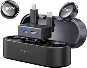 Boya Boyalink 3-01 bezvadu mikrofonu sistēma ar AI trokšņu slāpēšanu un USB-C, Lightning un 3.5 mm adapteriem