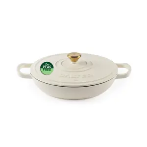 Salter BW13772C Chester Shallow Casserole Pot, 2.8L, 30 cm, Cast Iron, Cream