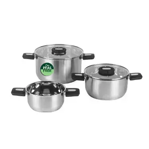 Salter BW14354 Stack-In 3-Piece Stainless Steel Stockpot Set (16/22/24 cm)