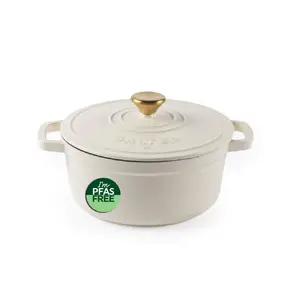 Salter BW13771C Chester Cast Iron Casserole Pot, 3.4L, 24 cm, Cream