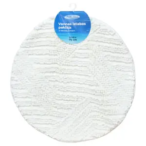 Baltic Aqua Square Bathroom Mat, 70cm Diameter, White