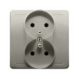 Kontakt-Simon BMGZ2/29 Double Socket-Outlet with Earthing, 16A, Satin Steel