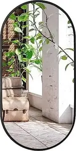 LEOBERT Lustro Oval Mirror 100x50 cm with Black Frame