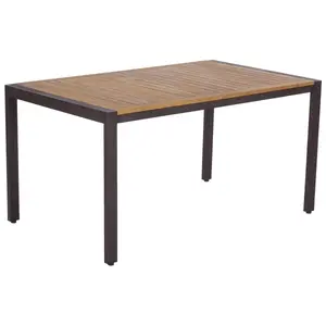 BESK taisnstūra dārza galds 150x90 cm ar metāla rāmi un koka virsmu