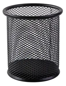 Deli E9172 Mesh Pen and Pencil Holder, Round, Black