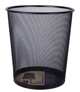 Deli E9190 Round Steel Trash Can, Black