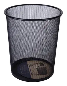 Deli E9189 Round Steel Trash Can, Black