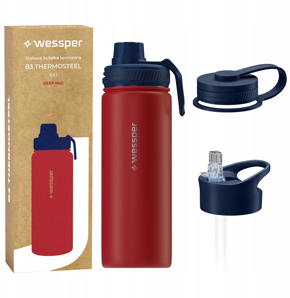 Wessper B3 THERMOSTEEL termopudele 500ml, sarkana