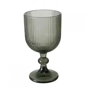 Boltze Rigano Wine Glass 350ml on Stem, Dark Grey Glass