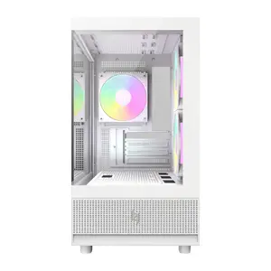 GameMax NEX C31 WH Micro ATX PC Case, White, Tempered Glass Side Window, 3x 120mm Fans Included