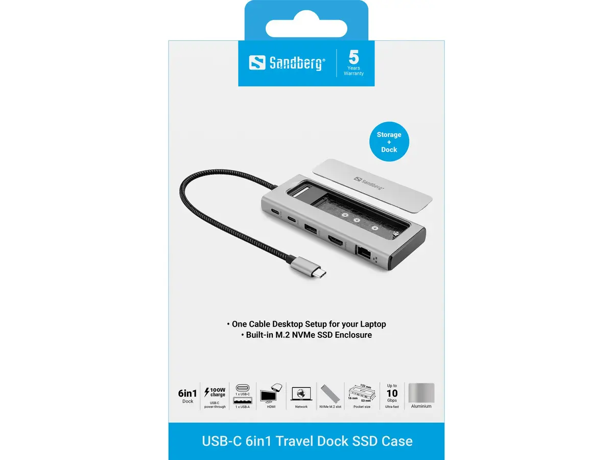 Док-станция Sandberg USB-C 6в1 с SSD отсеком Photo 3
