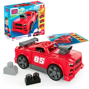 Building blocks toy MATTEL Build & Go Race Car with rolling wheels 26 pieces plastic recommended for kids from 3 years