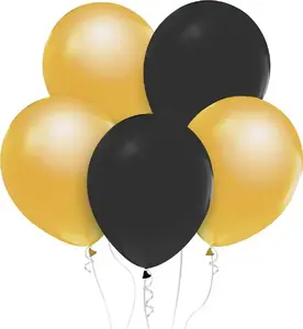 GoDan Beauty&Charm Metallic Balloons Gold and Black 10-Pack