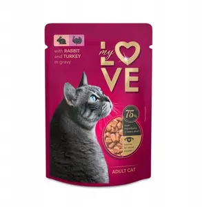 Влажный корм для кошек Synteza MY LOVE Кролик и Индейка в соусе, пауч 85 г