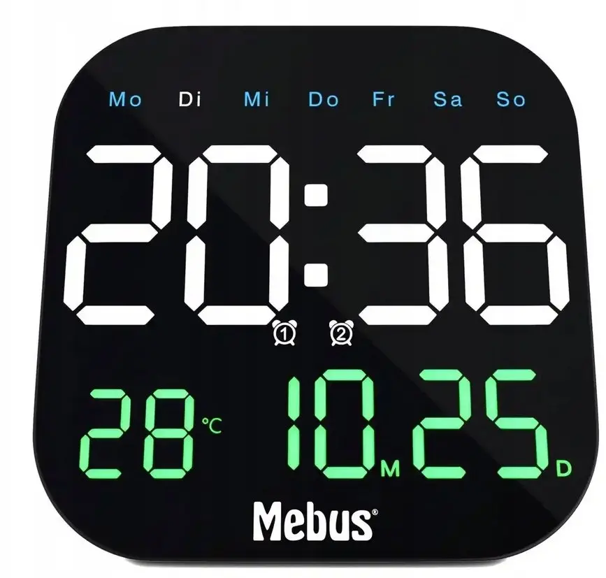 Mebus 19855 digitālais kvarca sienas pulkstenis