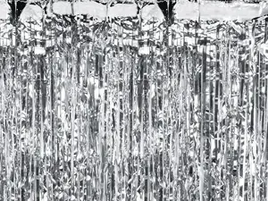 PartyPal svētku aizkars sudraba krāsā 100x200 cm