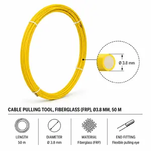 electro base Cable Pulling Tool, Fiberglass (FRP), 3.8 mm Diameter, 50 m Length