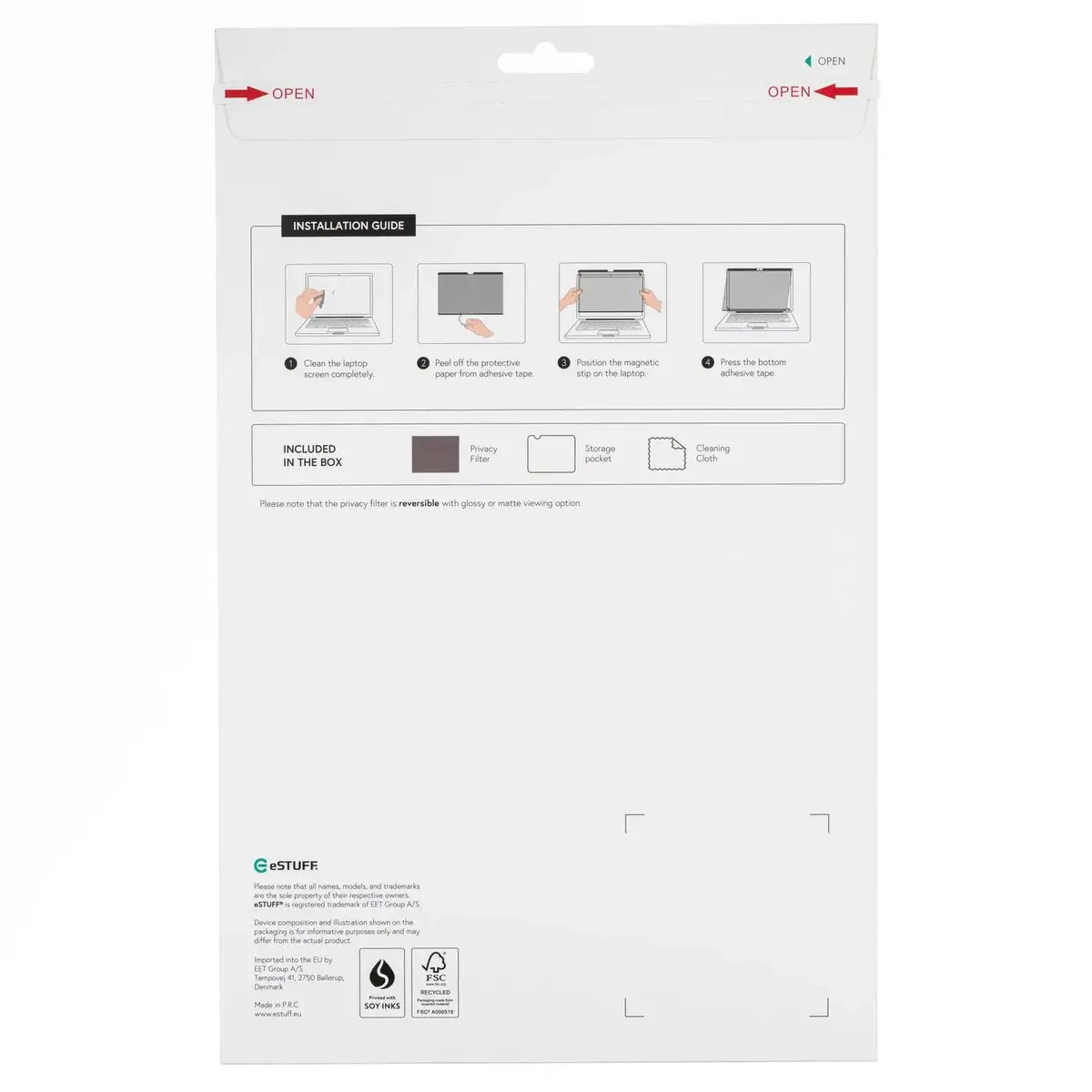 eSTUFF magnētiskais privātuma filtrs Apple MacBook 13 collu Neo 16:10 Photo 2