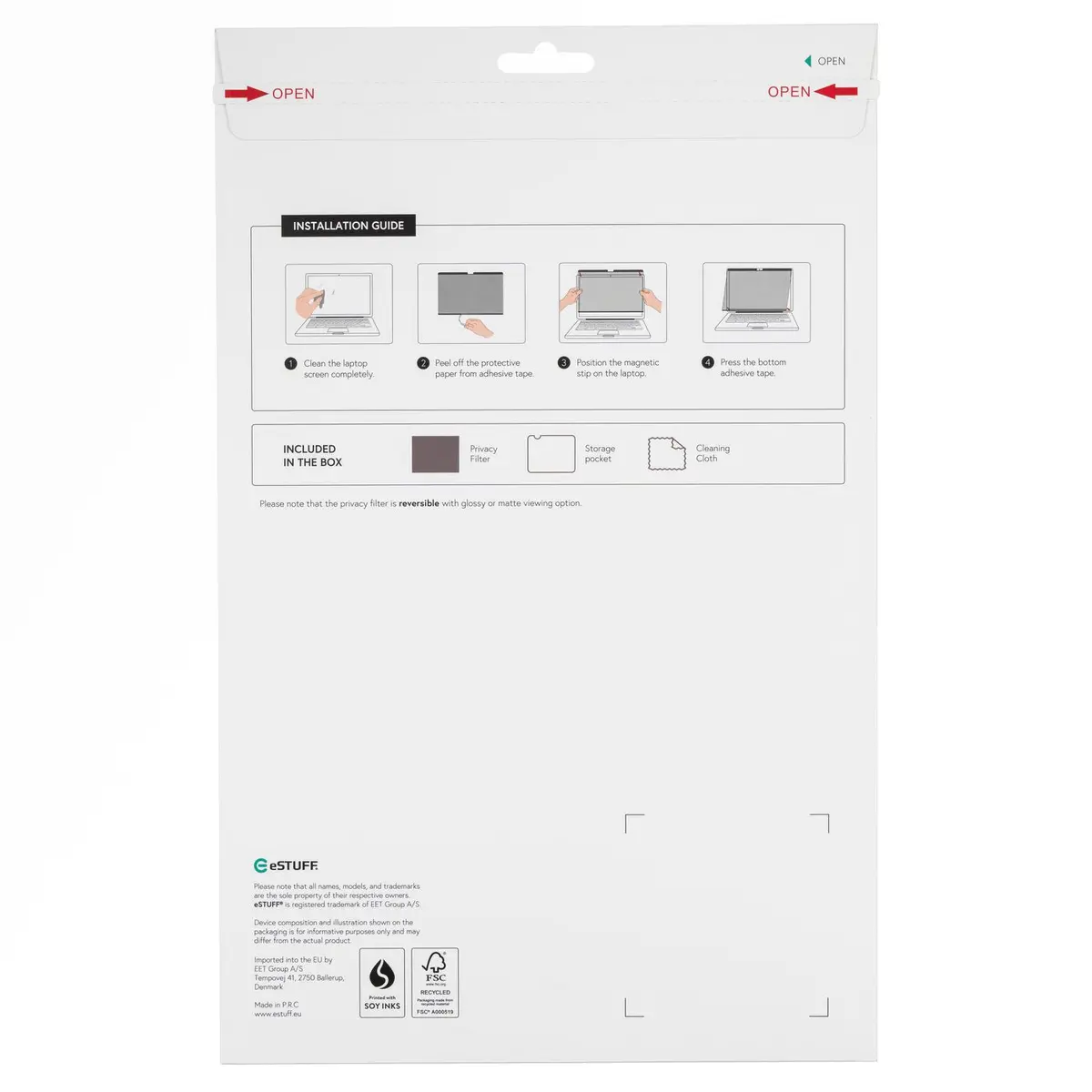 Магнитный фильтр конфиденциальности eSTUFF для Apple Macbook 13" 16:10 Photo 2