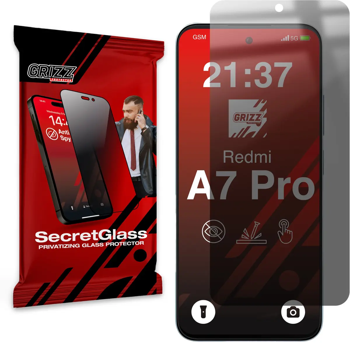 GrizzGlass SecretGlass matēts privātuma ekrāna aizsargstikls