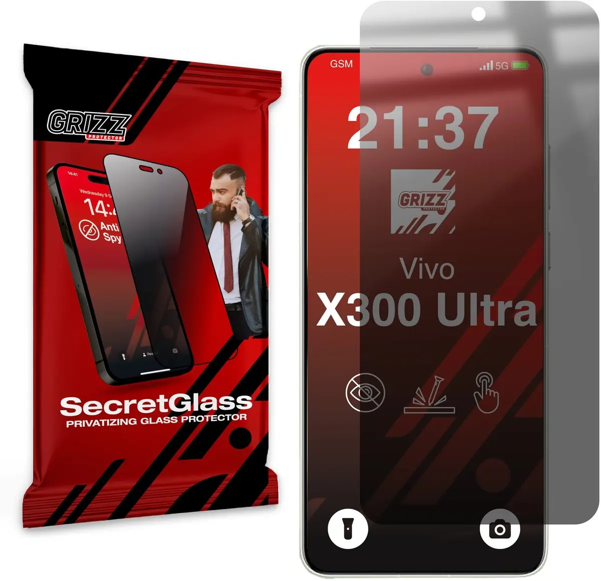 GrizzGlass SecretGlass matēts privātuma ekrāna aizsargstikls