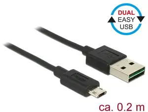 DeLOCK 84804 USB 2.0 Cable USB-A to Micro-USB B 0.2m Black
