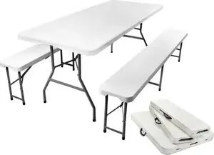 Malatec Folding Garden Table and 2 Benches Set 180cm