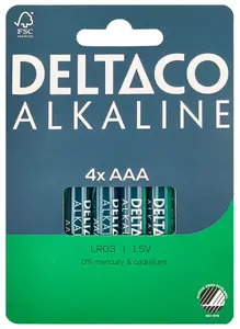 Deltaco LR03-4B AAA Alkaline Single-use Batteries 4-Pack