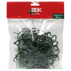 BESK Plant Clips 28x25mm, Green, 50 Pieces