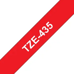 Brother TZE-435 Laminated Label Tape, 12mm x 8m, White on Red