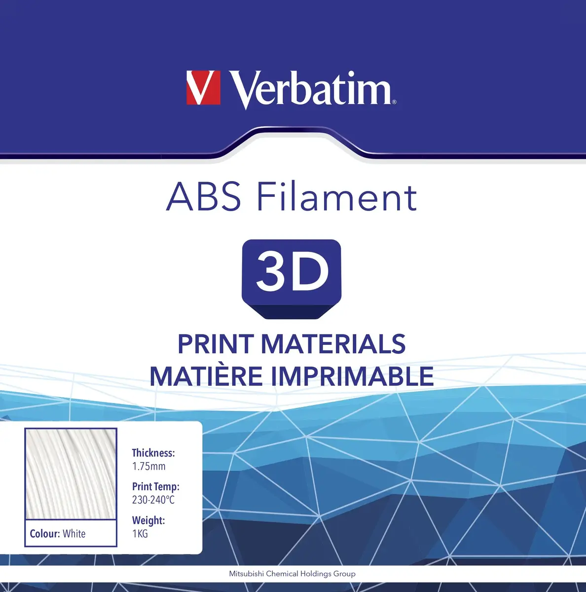 Verbatim ABS 3D drukas kvēldiegs 1.75 mm balts Photo 3